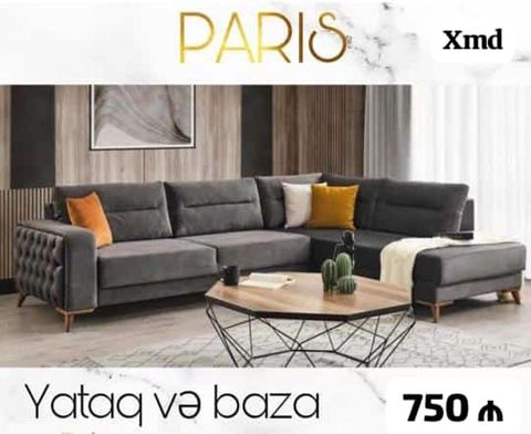 PARIS künc divan dəsti - Müasir dizayn: tünd boz rəng, dekorativ