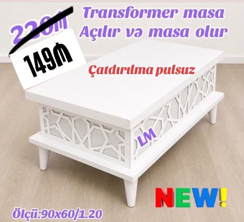 Transformer masa – açılır bağlanır, həm jurnal masası, həm də yemək