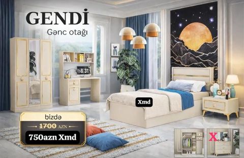 GENDİ Gənc otağı dəsti Dəst tərkibi: - Yataq çarpayısı (tək
