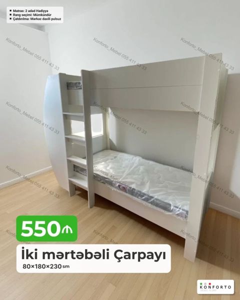 İki mərtəbəli çarpayı 80×180×230 sm
