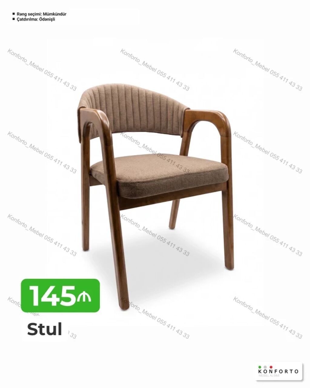 Stul – yumşaq oturacaq və qoldayanlarla rahat model. - Material — Stullar, Bakı