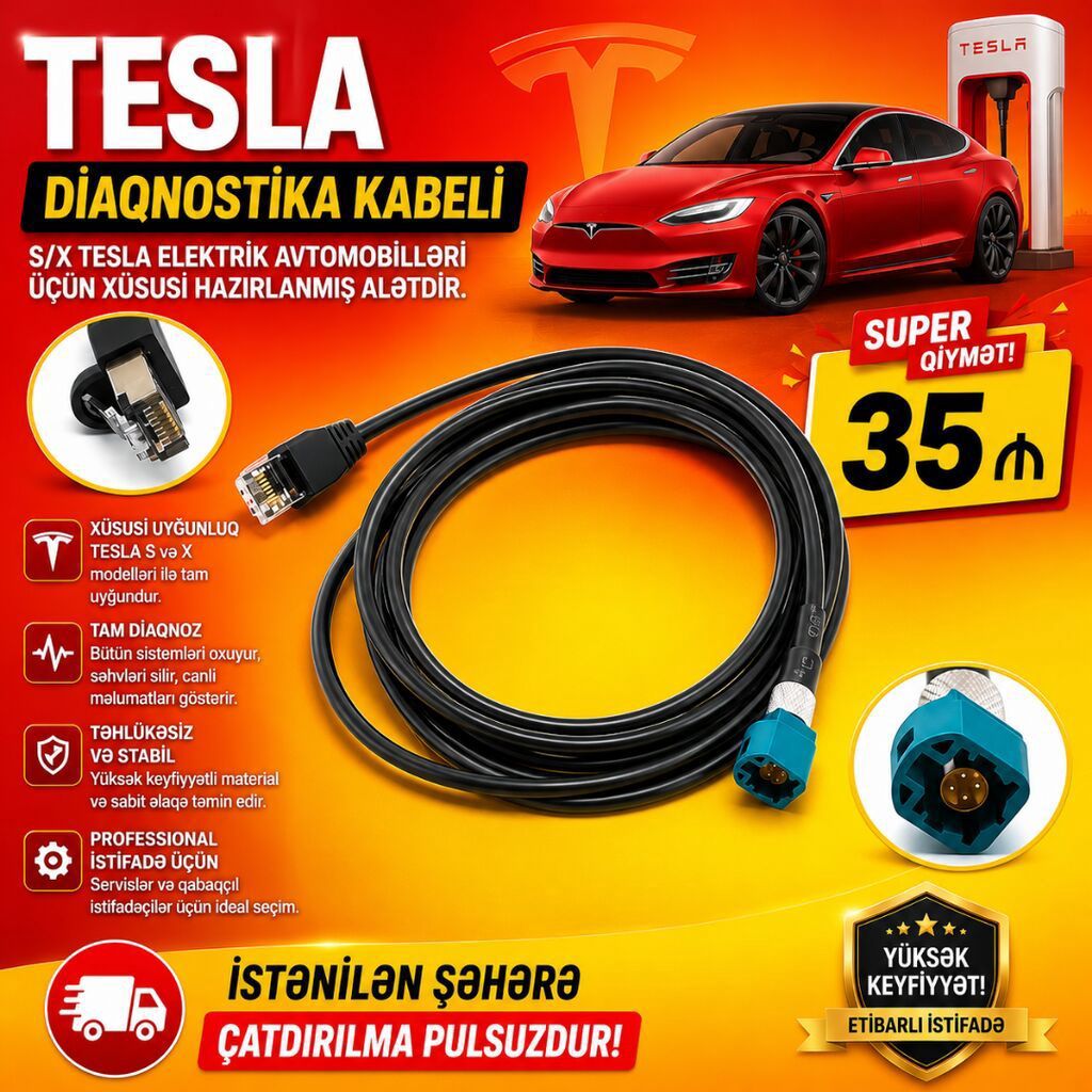 Tesla diaqnostika kabeli S/X Tesla elektrik avtomobilləri üçün xüsusi — Avto, Lənkəran