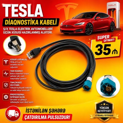 Tesla diaqnostika kabeli S/X Tesla elektrik avtomobilləri üçün xüsusi