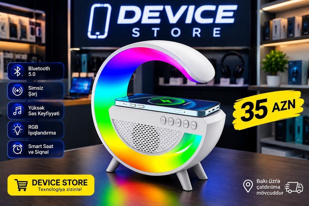 RGB işıqlı Bluetooth 5.0 portativ səsgücləndirici və simsiz şarj