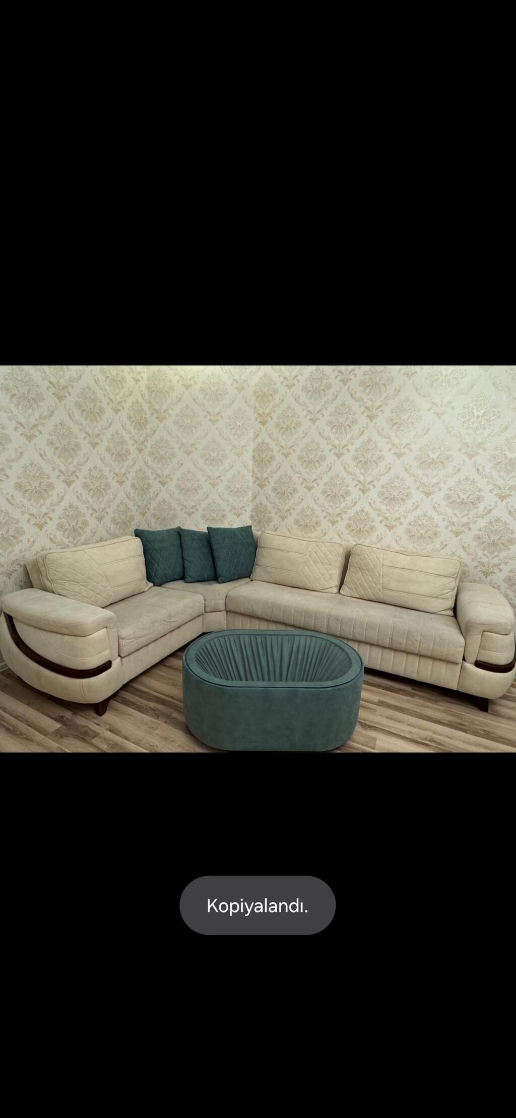 Künc divan satılır — açılan, bazalı, 3×2 m, jurnal masası daxil - 1
