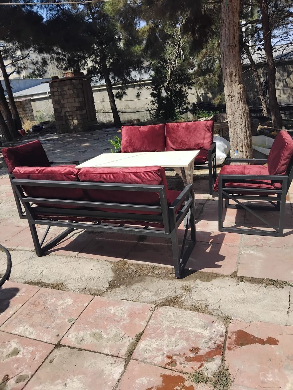 Metall karkaslı açıq hava mebel dəsti Tərkib: - 1 ədəd ikinəfərlik — Mebel, Digah (4)