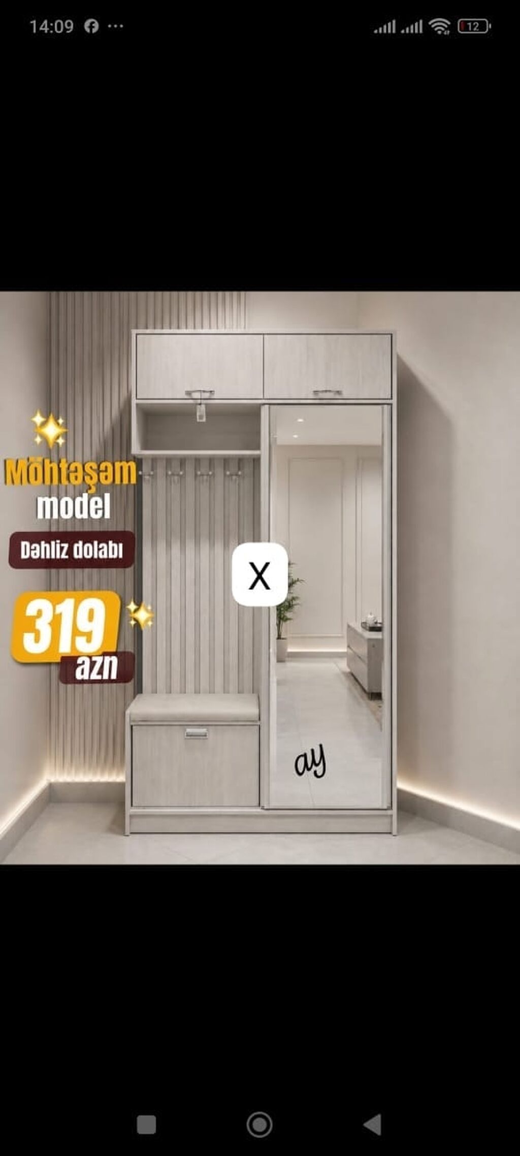 Möhtəşəm model dəhliz dolabı – 319 AZN - Rəng: açıq ağac/boz tonları — Mallar, Bakı
