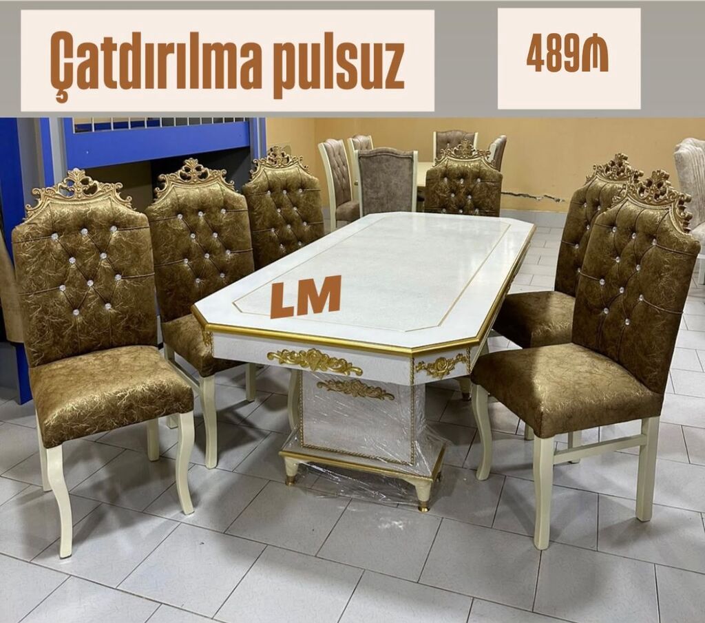 Klassik üslublu yemək otağı dəsti. - Tərkib: 1 ədəd düzbucaqlı masa +