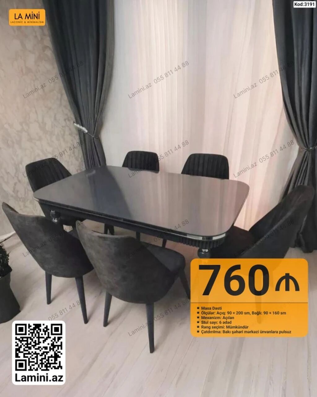 Masa dəsti – açılan mexanizmlə - Ölçülər: açıq 90×200 sm, bağlı — Mebel, Bakı