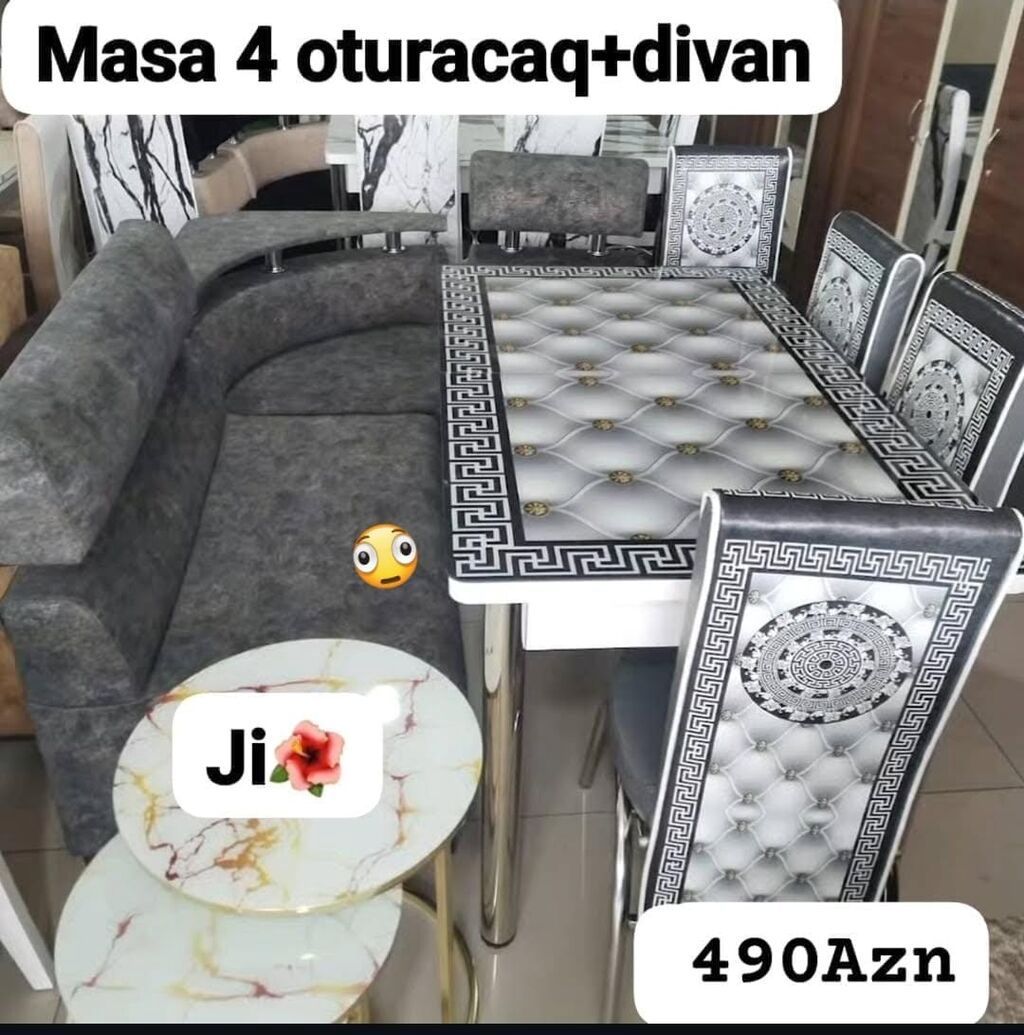 Mətbəx/qonaq otağı üçün dəstlər və uşaq otağı mebeli: - Masa + 4 — Mebel, Bakı (3)