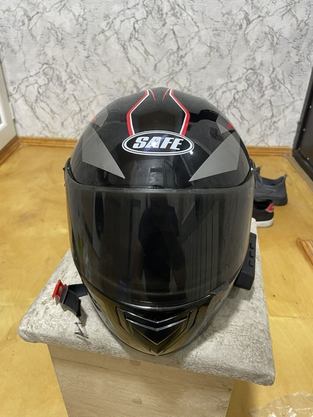 SAFE brendi tam üzlü motosiklet dəbilqəsi - Korpus: parlaq qara rəng — Avto, Masazır (4)