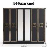Qarderob şkafı – modern klassik dizayn - Rəng: mat qara, qızılı — Goods