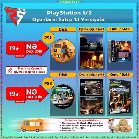 ✅PS2, PS1 Oyunların Satışı PlayStation 2 və 1 Disklər Şəkildə necə