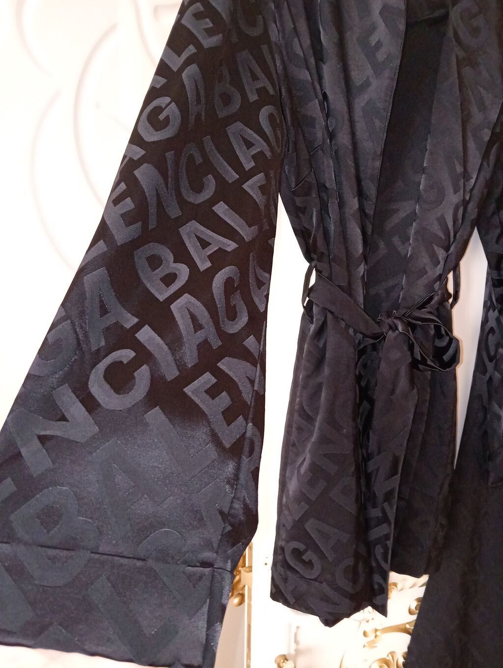 Qadın pijama stildə şalvar + kimano dəsti – qara rəng, atlas parça - — Şəxsi əşyalar, Xırdalan (2)
