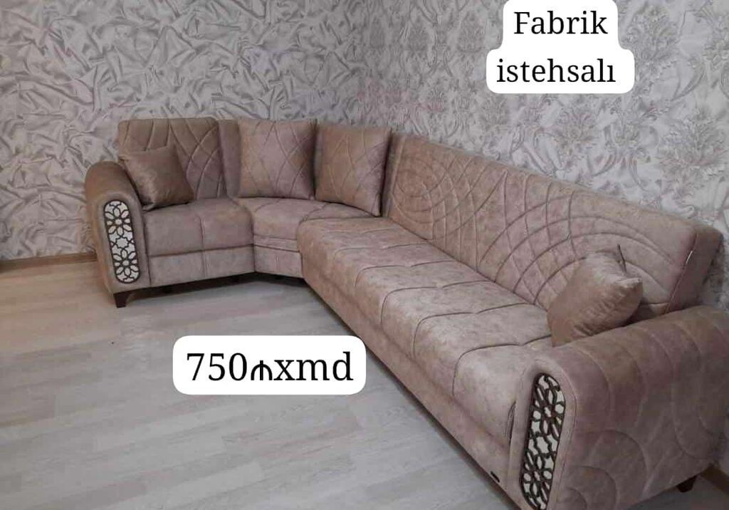 Fabrik istehsalı künc divan - L‑şəkilli, geniş oturacaq sahəsi -