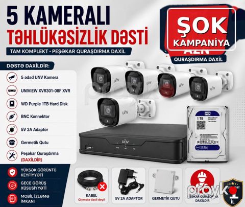 UNV 5 Kameralı təhlükəsizlik dəsti — Bakı