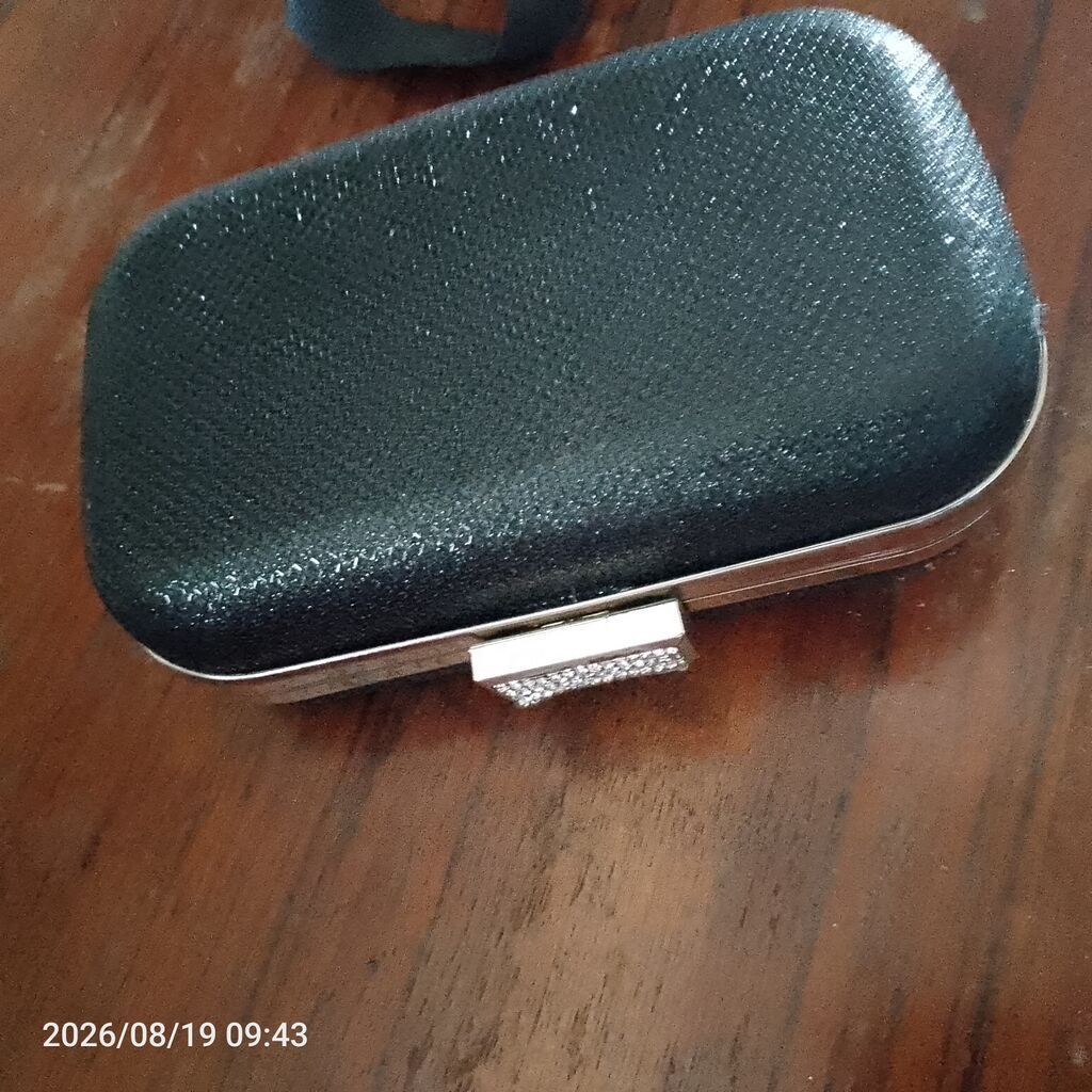 Qara zərif axşam clutch çantası - Rəng: parıltılı qara - Korpus
