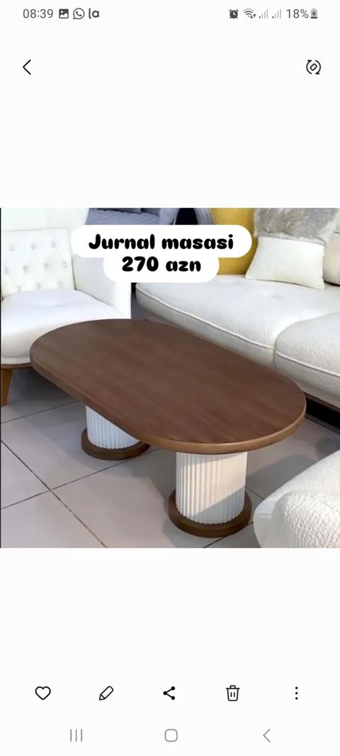 Jurnal masası — oval, fluted dizayn