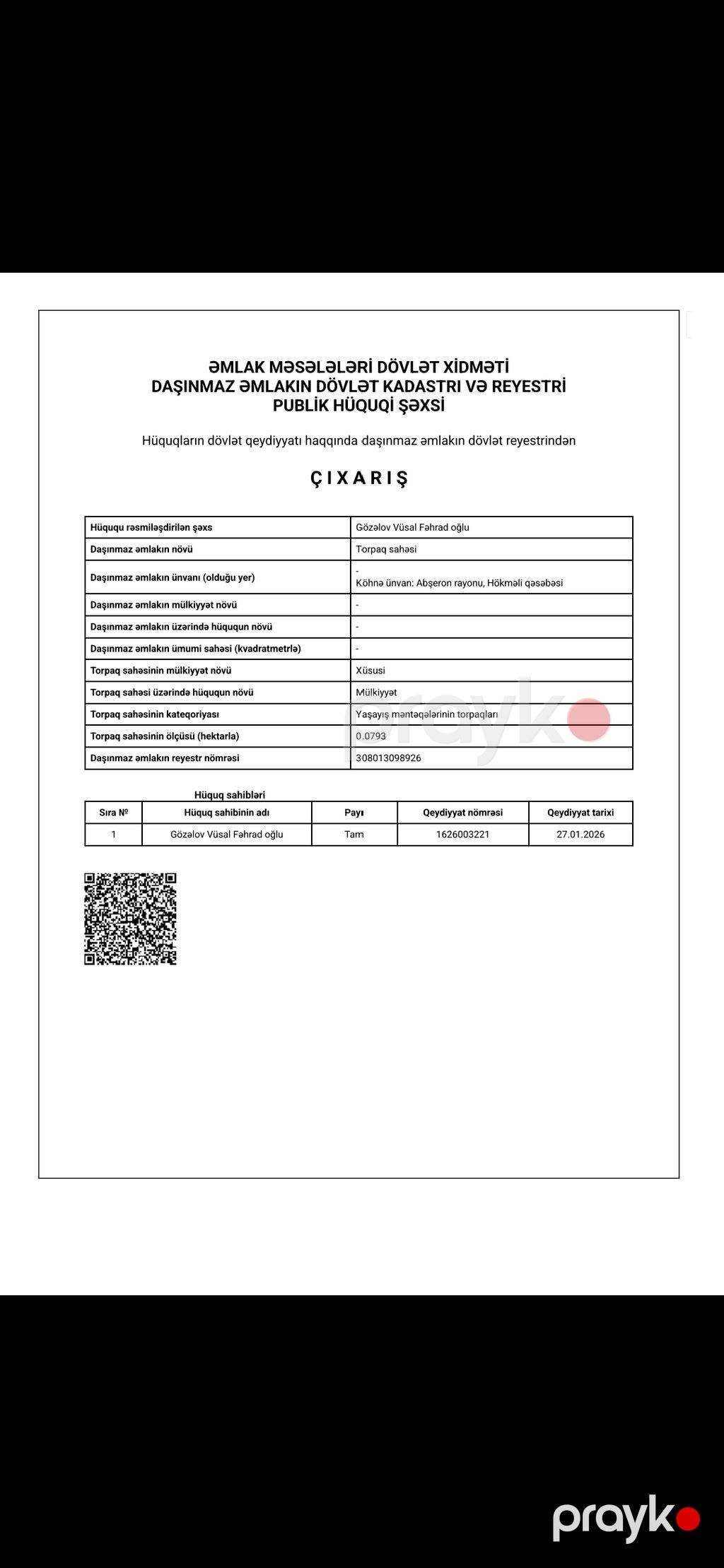 8 sot, Tikinti, Mülkiyyətçi, Kupça (Çıxarış) — Torpaq, Qobu (7)