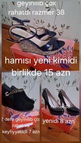 Qadın ayaqqabıları paketi – razmer 38 - Tünd göy platforma sandal — Xanım