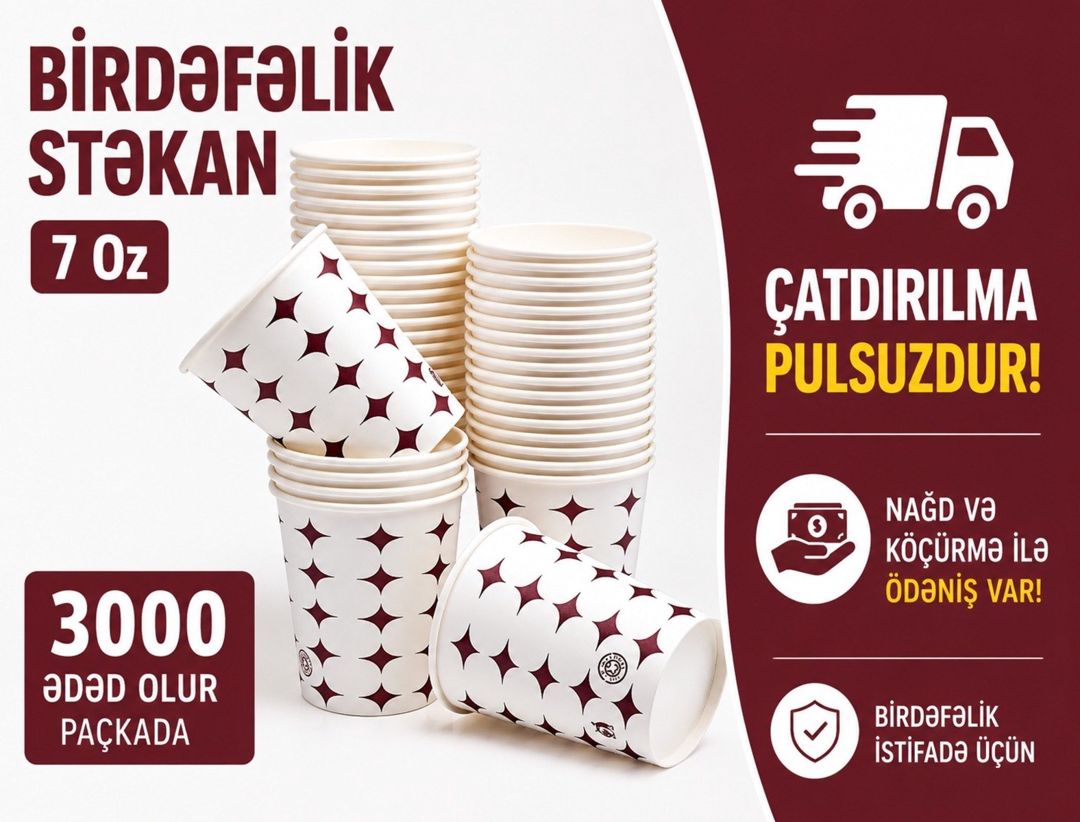 Birdəfəlik stəkan 7 Oz — Biznes və avadanlıq, Bakı