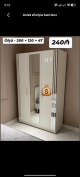 Düz dolab, Yataq otağı üçün, Paltar üçün, Açılan, Korpuslu, 3 qapılı — Mebel evim
