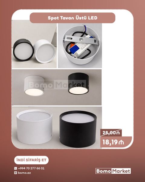 Spot Tavan Üstü LED işıqlandırma - Tavan üstü montaj üçün silindrik — Bakı