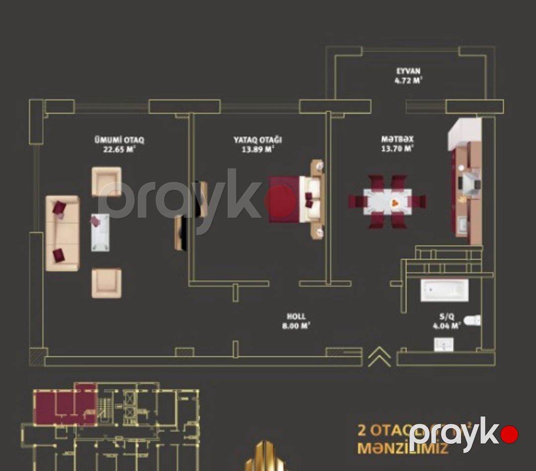 Satılır 2 otaqlı yeni tikili 67 m² — Mənzil, Bakı (3)