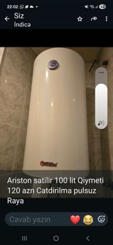 Ariston su qızdırıcısı – 100 litr tutum. - Şaquli divar tipli, emaye — Su qızdırıcıları