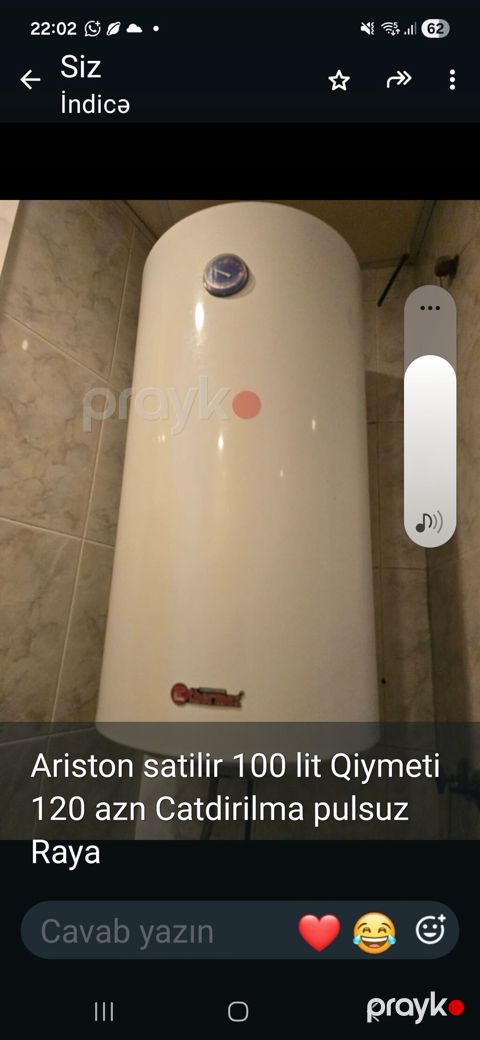 Ariston su qızdırıcısı – 100 litr tutum. - Şaquli divar tipli, emaye — Sumqayıt