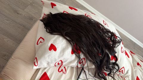 Təbii tünd şabalıdı saç tutamları — keratin uclu