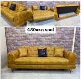 Mustard rəngli çevrilə bilən divan - Rəng: xardal/sarı - Material — Mebel