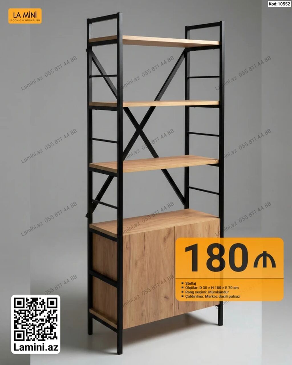 La Mini rəf sistemi – kod: 10552 - Minimalist dizayn: qara metal — Rəflər, Bakı