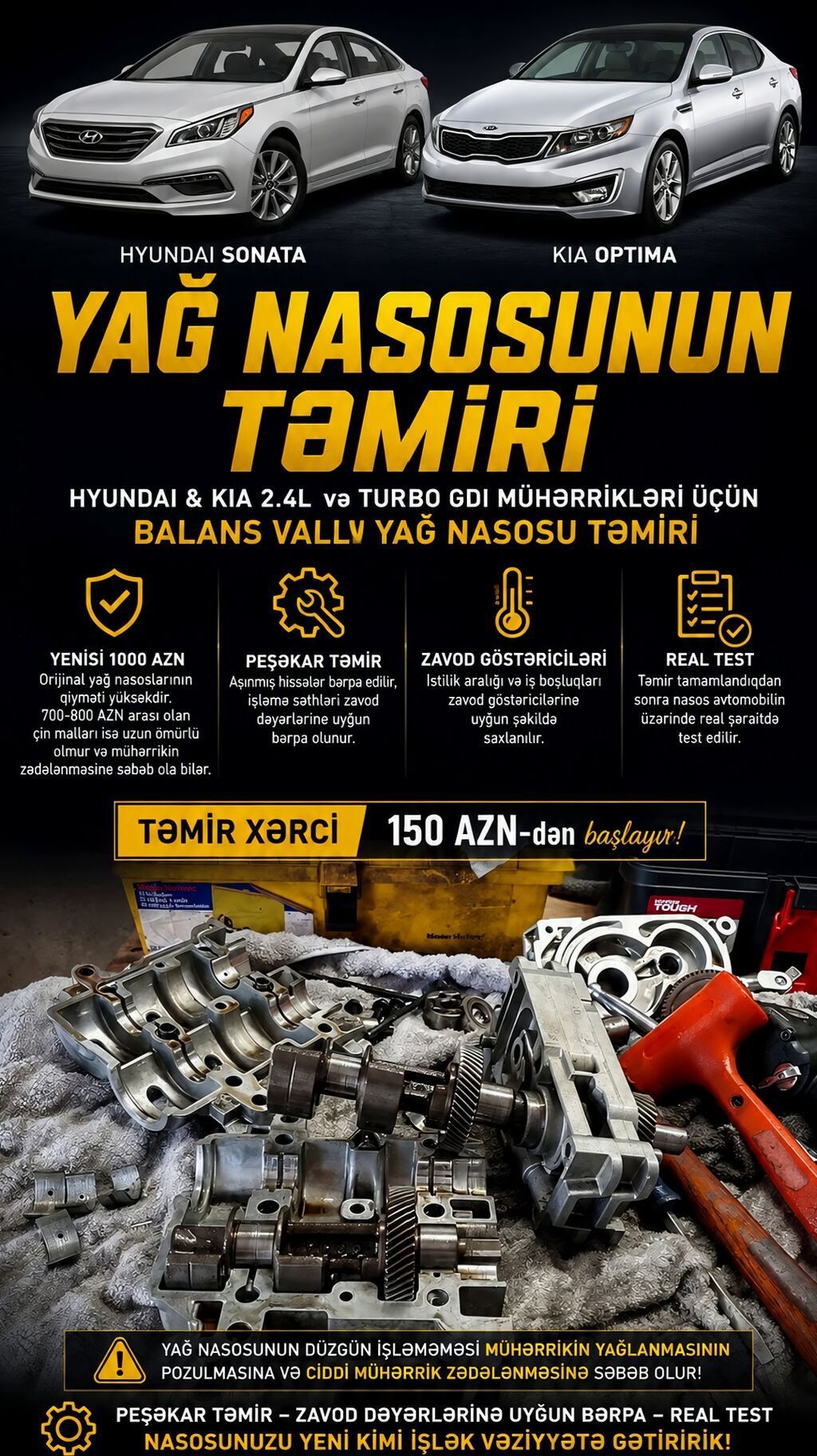 Hyundai & Kia 2.4L / Turbo GDI mühərrikləri - balans vallu yağ nasosunun təmiri - 1
