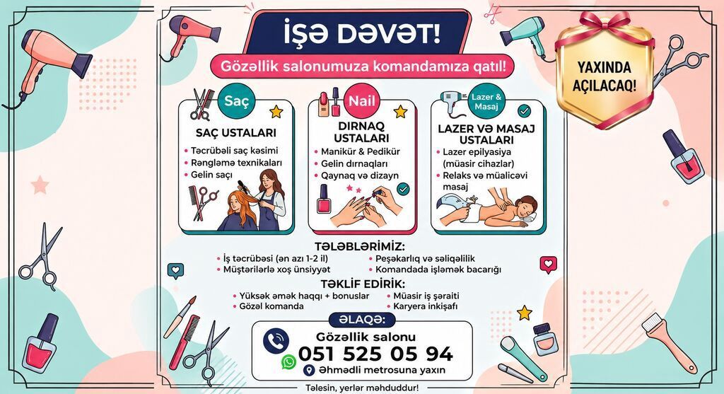 İşə dəvət – Gözəllik salonuna komanda yoldaşları axtarılır — İş, Digah