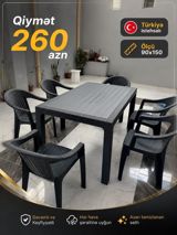Plastik bağ-balkon masa dəsti - Masa ölçüsü: 90 x 150 sm - Komplekt — Goods