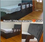 Bazalı tək nəfərlik çarpayı, yumşaq başlıq, 250 AZN — Çarpayılar