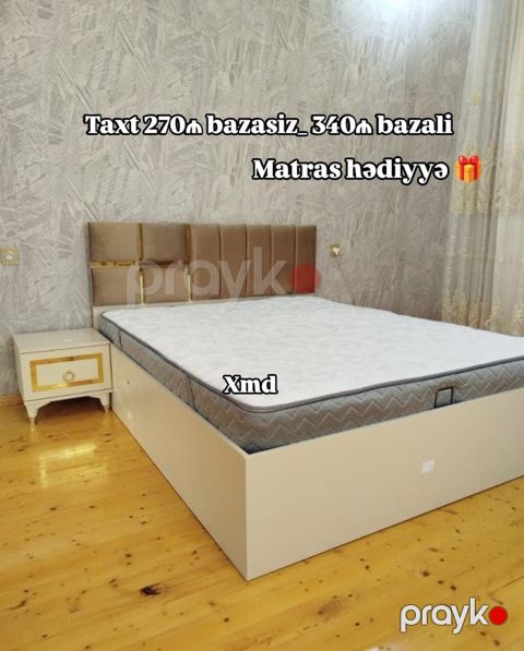 Taxt – zövqlü dizayn və rahatlıq - Başlıq: yumşaq parçalı, qızılı — Bakı