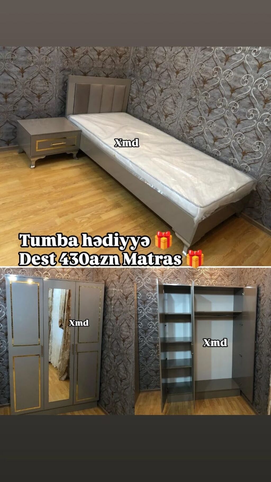 Yataq otağı dəsti – klassik-modern dizayn Tərkib: - Tək nəfərlik