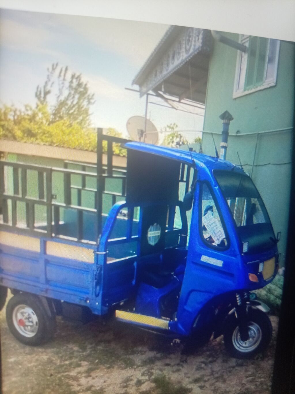 Yük daşıma üçün 3 təkərli motoblok (kargo skuter) - Rəng: mavi - Ön — Motobloklar, Neftçala (4)