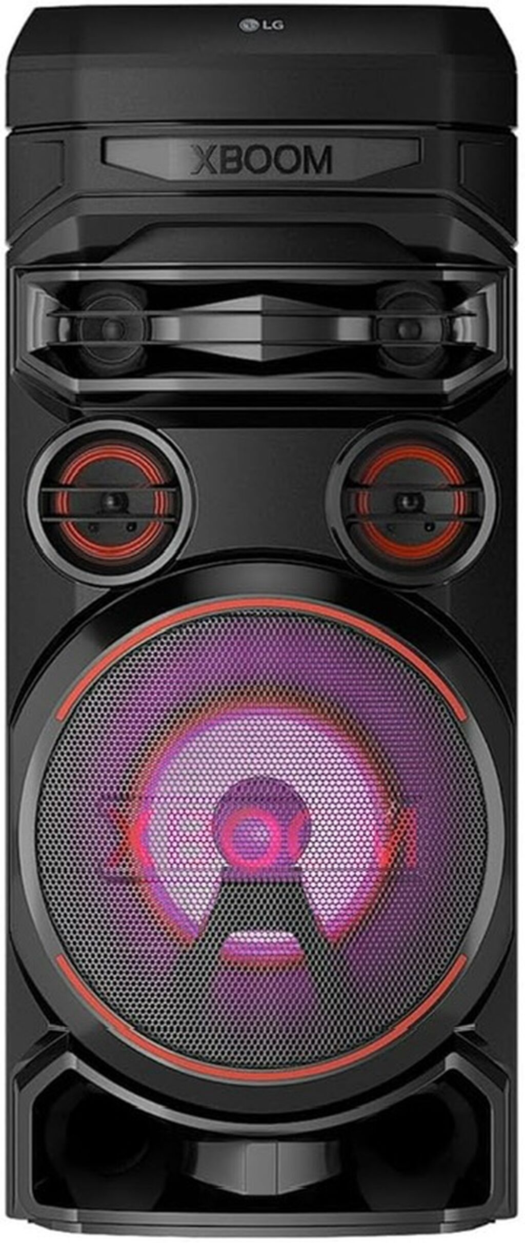 LG XBOOM iri ölçülü səs sistemi. Qara rəngli, güclü və diqqətçəkən