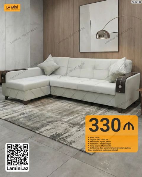 Künc divan – La Mini (Kod: 2185) - Ölçülər: 240 × 150 sm - Mexanizm
