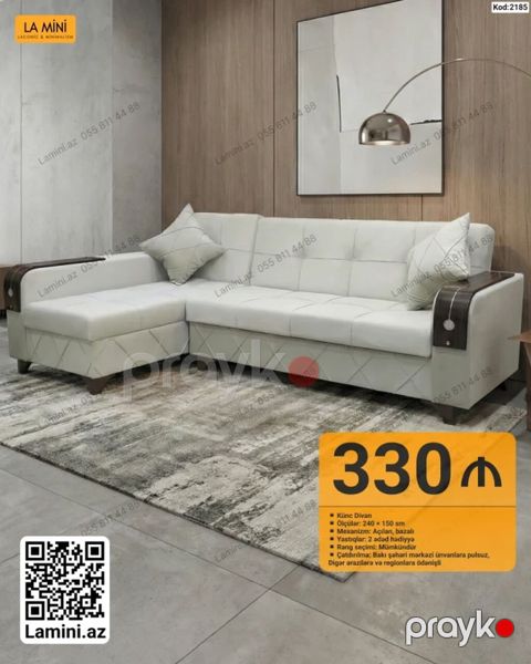 Künc divan – La Mini - Model kodu: 2185 - Ölçülər: 240 150 sm — Bakı