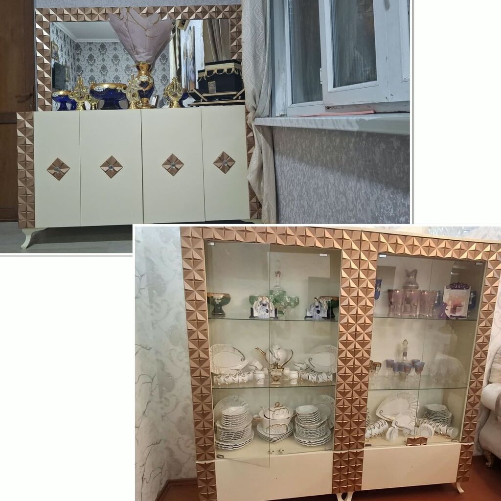 Komod və şüşəli vitrin şkaf (qorka)