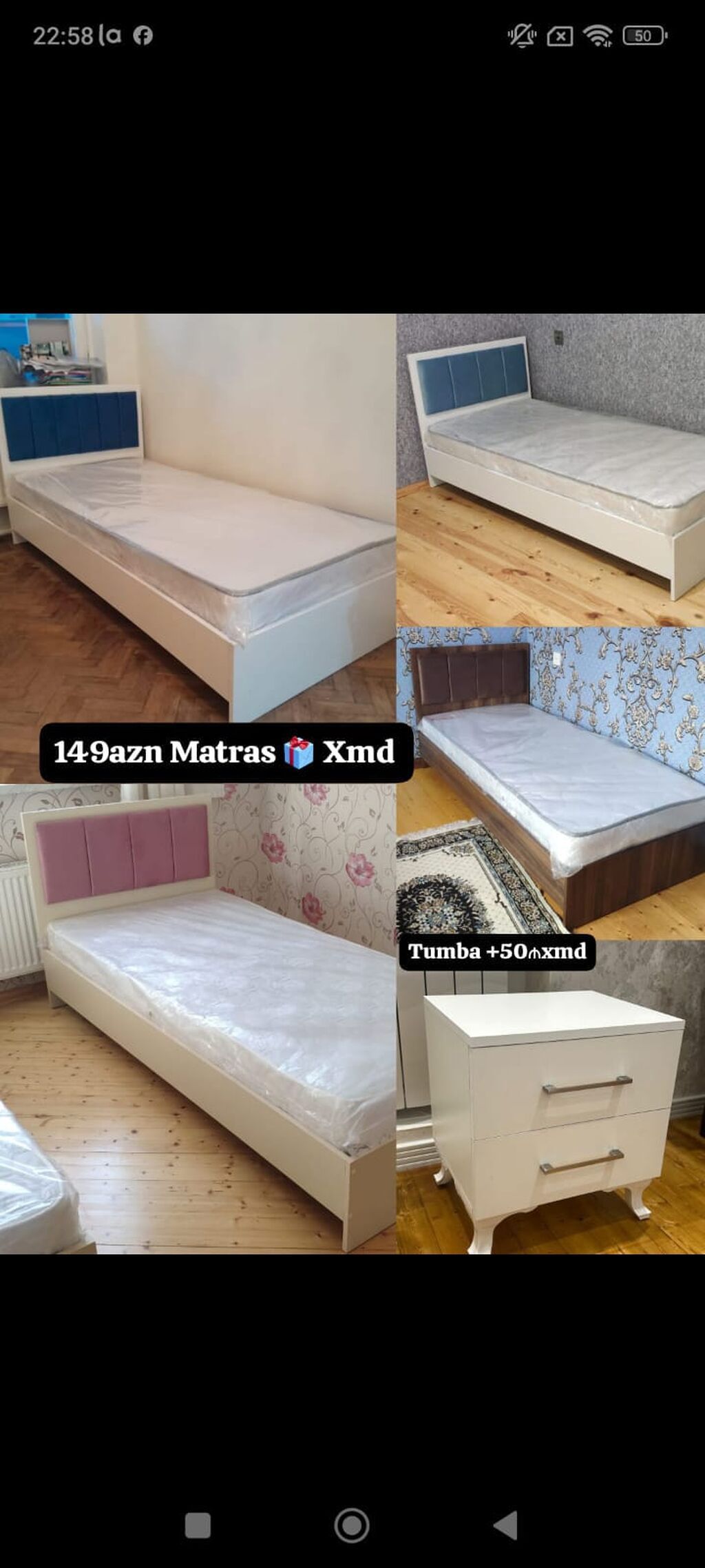 Tək nəfərlik çarpayılar və tumba - Müxtəlif başlıqlı dizaynlar: mavi
