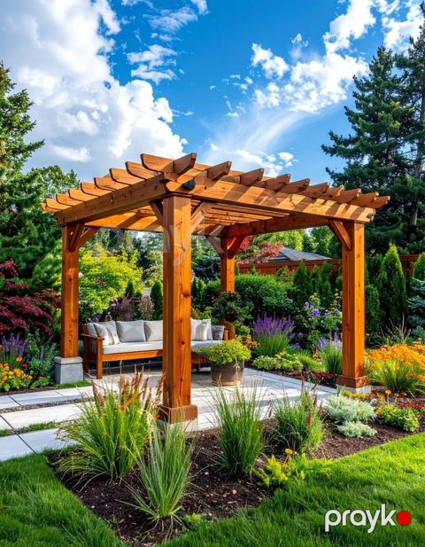 Açıq havada istirahət zonaları üçün taxta pergola — Digah