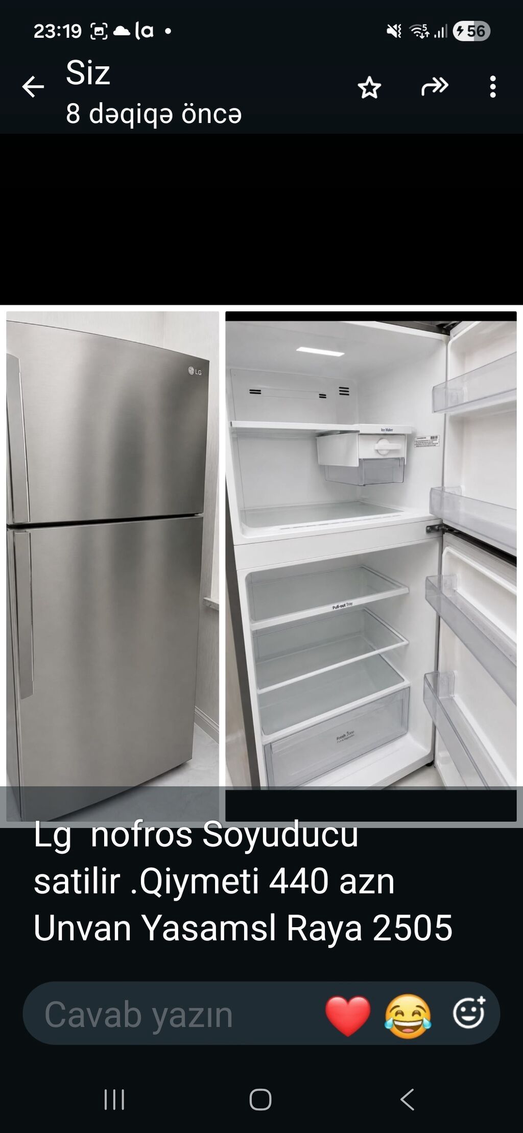 LG NoFrost soyuducu - Rəng: paslanmaz polad (inox), üstdən