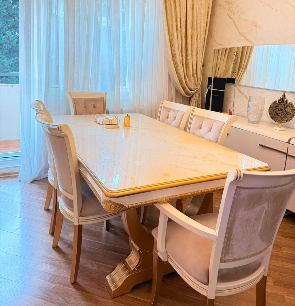 Masa desti 6 stulla.qiymet 700 man.acilir.olcu 1.78,acilanda — Mebel, Bakı