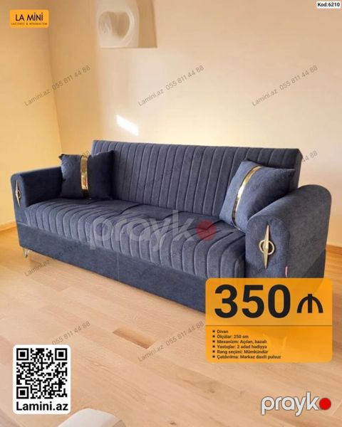 Məhsul: Divan (Kod: 6210) - Ölçü: 250 sm - Mexanizm: Açılan, bazalı — Bakı
