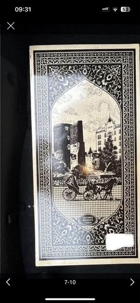 Taxta nərd/şahmat dəsti – Milli naxışlı, Bakı mövzulu